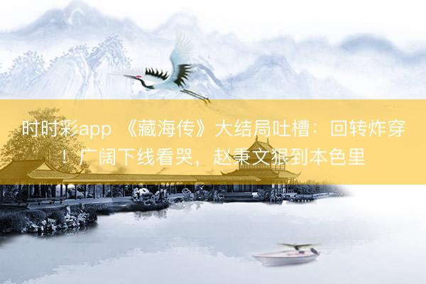 時時彩app 《藏海傳》大結局吐槽：回轉炸穿！廣闊下線看哭，趙秉文狠到本色里
