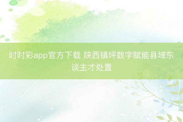 時時彩app官方下載 陜西鎮(zhèn)坪數(shù)字賦能縣域東談主才處置